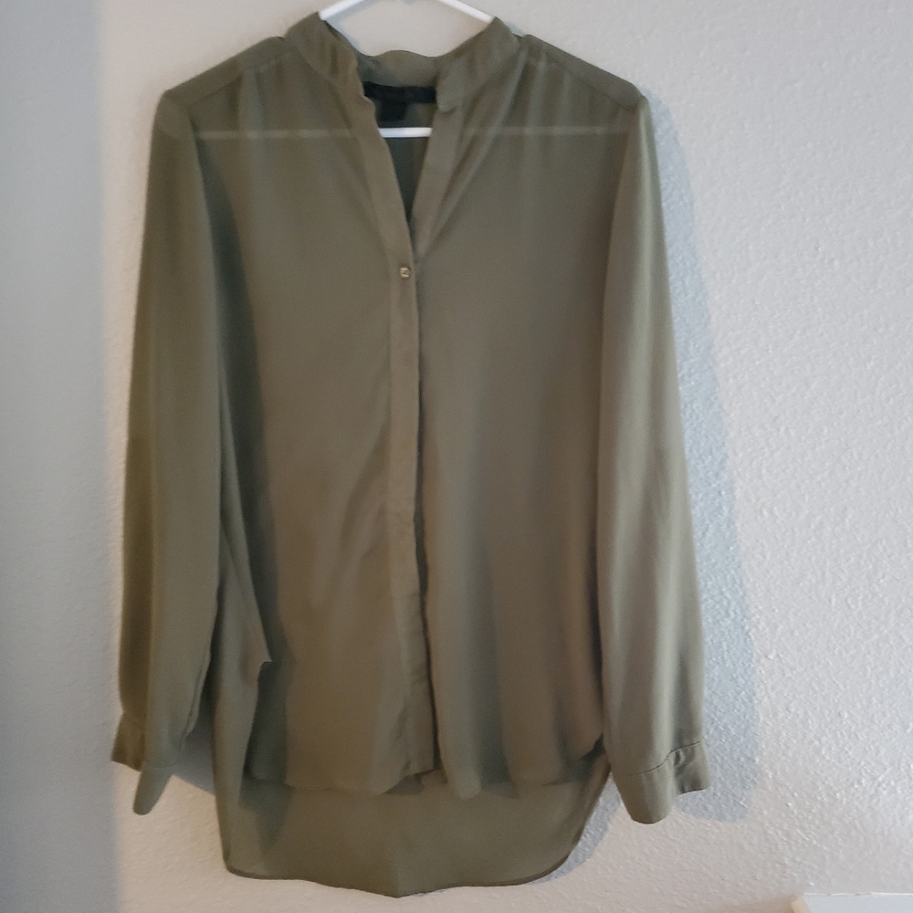 Olive Green button down long sleeve blouse